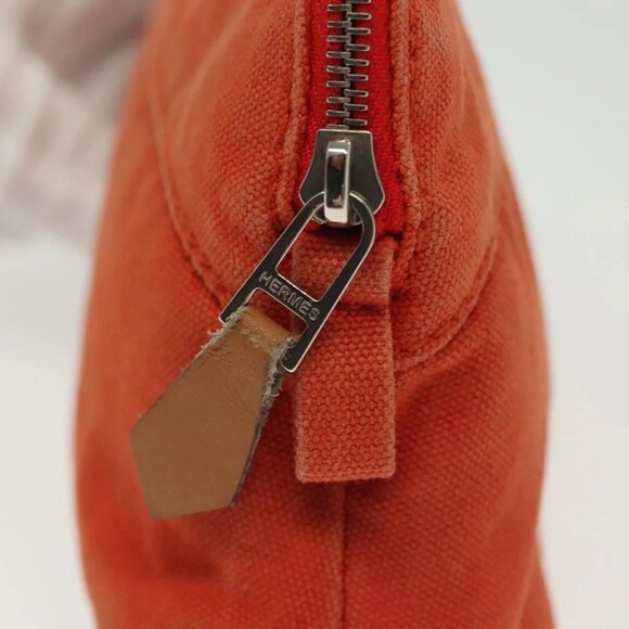 HERMES Bolide Pouch PM Pouch Canvas Orange Silver Auth ti3344 - Picture 13 of 16